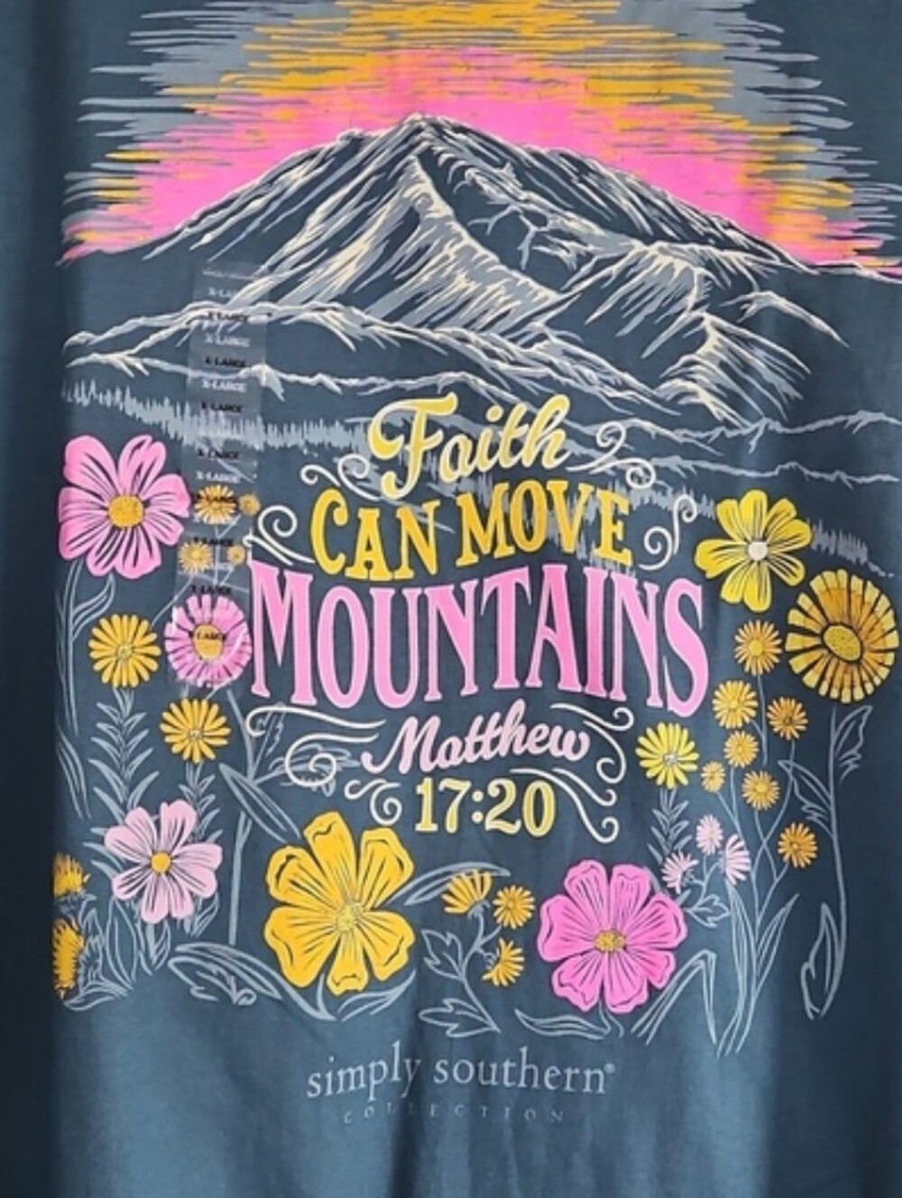 Simply Southern "Faith Can Move Mountains"  Tee Size XL